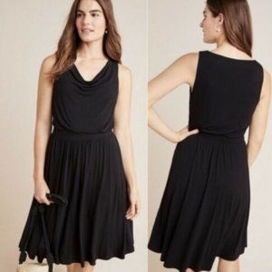 Anthropologie Maeve Brianne Cowl Neck Dress Black Fit and Flare Dress XSP